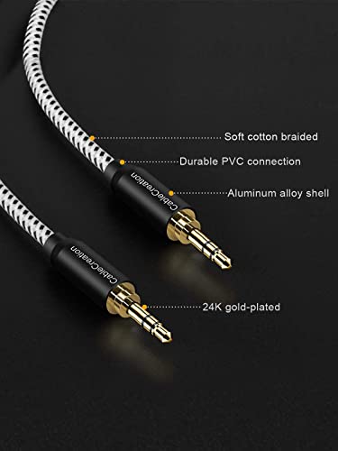 CableCreation Aux Cable(6Ft/1.8M),3.5mm Audio Cable Male to Male,1/8 inch Auxiliary Stereo Jack,Aux Cord for Headphone, Phone, Car, Speaker and More(with Aux Port)