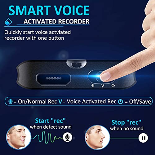 Hfuear 16GB Voice Recorder, Voice Activated Recorder with 192 Hours Recording Capacity, 24 Hours Battery Time, Portable Digital Voice Recorder MP3 Recorder for Lecture Meetings Interview
