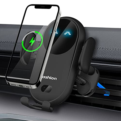 Wireless Car Charger Phone Holder Mount, BENBOAR Phone Mount for Car,Cute Phone Mount with 10W Charging Smart Sensor Auto-Clamping Phone Holder for Car Air Vent fit iPhone Samsung etc Smartphone,Black