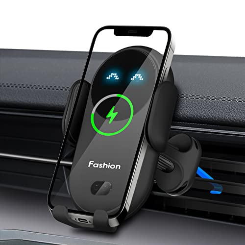 Wireless Car Charger Phone Holder Mount, BENBOAR Phone Mount for Car,Cute Phone Mount with 10W Charging Smart Sensor Auto-Clamping Phone Holder for Car Air Vent fit iPhone Samsung etc Smartphone,Black