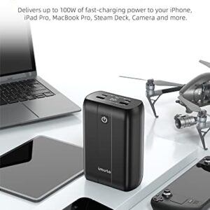 External Battery for Laptop, imuto 100W 99Wh Portable Laptop Charger,PD Fast Charging USB C Power Bank,Compatible with Laptop,Macbook,Dell Xps,Surface,iPad,Steam Deck,Switch, iPhone 14/13,Galaxy,Pixel