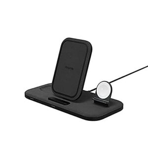 mophie 3-in-1 wireless charging stand for apple iphone, airpods/airpods pro & watch, 7.5w fast charging, stylish gloss finish, portrait or landscape smartphone charging mode, black