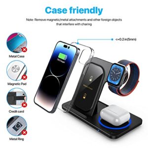 Charging Station for Multiple Devices Apple, 3 in 1 Foldable Wireless Charger Stand, Wireless Charging Station for iPhone 14/13/12/11/XS Max/XS/XR/X/8P, Airpods 3/2/pro, Apple Watch 8/7/6/5/4/3/2/SE