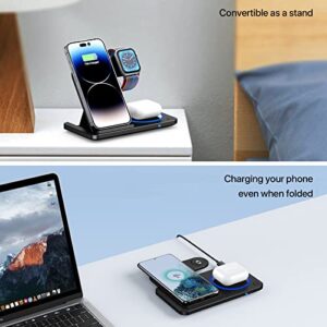 Charging Station for Multiple Devices Apple, 3 in 1 Foldable Wireless Charger Stand, Wireless Charging Station for iPhone 14/13/12/11/XS Max/XS/XR/X/8P, Airpods 3/2/pro, Apple Watch 8/7/6/5/4/3/2/SE