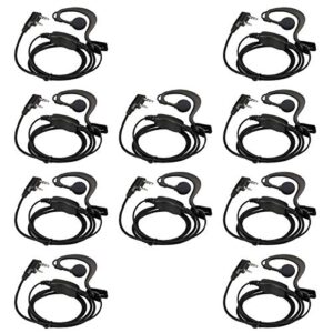 retevis case of 10, two way radio earpiece with mic single wire earhook headset compatible with baofeng bf-888s uv-5r h-777 rt22 arcshell ar-5 walkie talkies