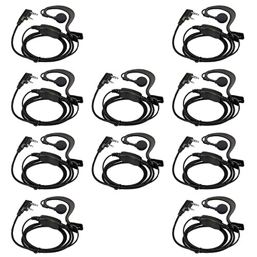 Retevis Case of 10, Two Way Radio Earpiece with Mic Single Wire Earhook Headset Compatible with Baofeng BF-888S UV-5R H-777 RT22 Arcshell AR-5 Walkie Talkies