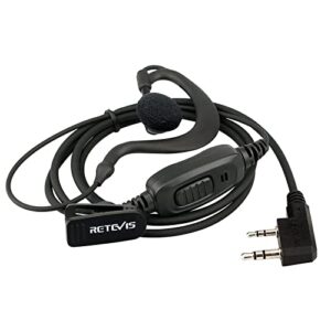 Retevis Case of 10, Two Way Radio Earpiece with Mic Single Wire Earhook Headset Compatible with Baofeng BF-888S UV-5R H-777 RT22 Arcshell AR-5 Walkie Talkies