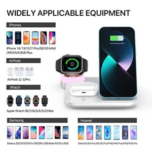 Almsbo Wireless Charging Station,Wireless Charger Stand 4 in 1,18W Charger Fast Charging for iPhone 14/13/12/11 Pro/SE/XS MAX/XR/XS/X/8/8 Plus,Apple Iwatch 8/7/6/SE/5/4/3/2/1,AirPods Pro/2/3（White）