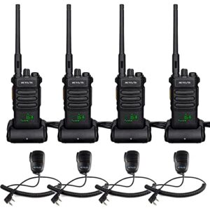 retevis rt86 two way radios long range rechargeable,high power heavy duty 2600mah 2 way radios,remote alarm,built-in flashlight, walkie talkies adults with shoulder mic(4 pack)