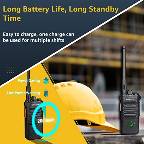 Retevis RT86 Two Way Radios Long Range Rechargeable,High Power Heavy Duty 2600mAh 2 Way Radios,Remote Alarm,Built-in Flashlight, Walkie Talkies Adults with Shoulder Mic(4 Pack)