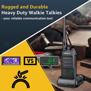 Retevis RT86 Two Way Radios Long Range Rechargeable,High Power Heavy Duty 2600mAh 2 Way Radios,Remote Alarm,Built-in Flashlight, Walkie Talkies Adults with Shoulder Mic(4 Pack)