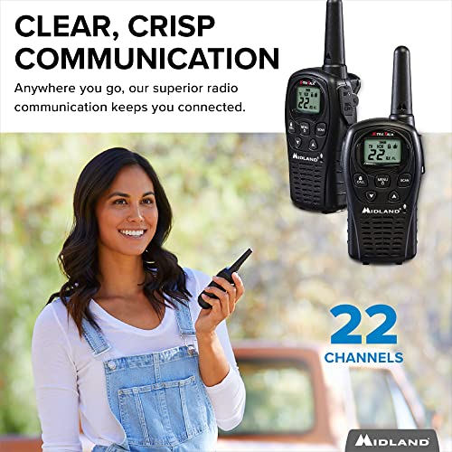 Midland - LXT500VP3, 22 Channel FRS Walkie Talkies with Channel Scan - Extended Range Two Way Radios, Silent Operation, Batteries Included (Pair Pack) (Black)
