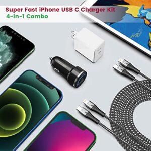 iPhone 13 14 12 Fast Charger Kit, VELOGK 20W USB C PD Wall/Car Charger Adapter for iPhone 14/13/12/Pro/Max/Mini/11/Xs Max/XR/X, iPad Pro/Air, with 2X【Apple MFi Certified】iPhone Lightning Cables(6.6ft)