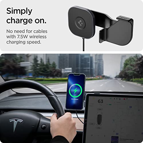 Spigen OneTap Pro Designed for Tesla MagSafe Wireless Charger Car Mount Compatible with Model 3 / Y / S / X Compatible with iPhone 14 / 13 / 12