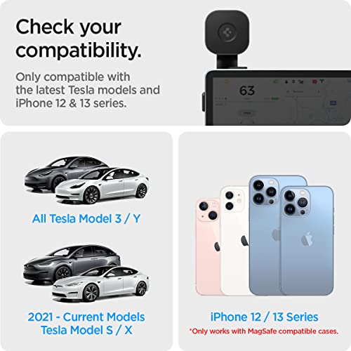 Spigen OneTap Pro Designed for Tesla MagSafe Wireless Charger Car Mount Compatible with Model 3 / Y / S / X Compatible with iPhone 14 / 13 / 12