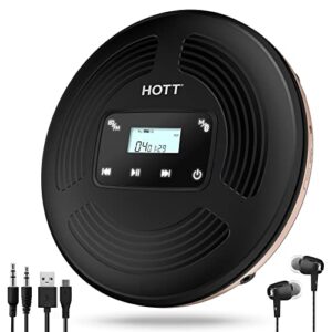 hott portable cd player with fm transmitter,rechargeable bluetooth portable cd player with touch buttons,walkman cd player with aux cable,shockproof cd player for home travel
