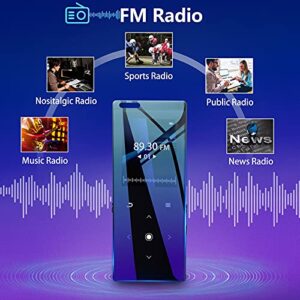 64GB MP3 Player with Bluetooth 5.2 - BERENNIS Portable HiFi Lossless Music Player with Built-in Speaker, FM Radio Voice Recorder for Sports Running, Earphone Included