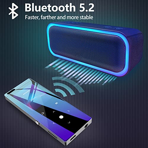 64GB MP3 Player with Bluetooth 5.2 - BERENNIS Portable HiFi Lossless Music Player with Built-in Speaker, FM Radio Voice Recorder for Sports Running, Earphone Included