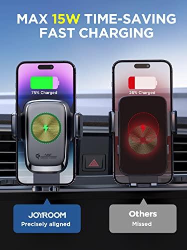 [Upgraded Version] Wireless Car Charger, 15W Qi Smart Fast Charging, JOYROOM Car Phone Holder Mount Wireless Charging, Auto-Clamping Charging Cell Phone Mount for iPhone, Samsung, Galaxy, LG, Google