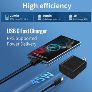 45W USB C Charger,Samsung Super Fast Charging Wall Charger for Samsung S23 Ultra/S23/S23+/S22 Ultra/S22+/Z Fold 4/Z Fold 3 ，Galaxy Tab,S23 Ultra Type C Charger Fast Charging Block & 5FT Cable,2 Pack