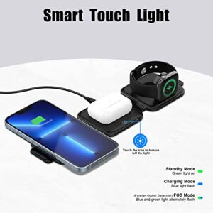 Wireless Charger 3 in 1 with Adapter and Travel Case,Fast Wireless Charging Station,Wireless Charging Pad Compatible with iPhone 14/13/12/11 Series,AirPods 3/2/Pro 2/Pro,iWatch Ultra/8/7/6/5/4/3/2/SE