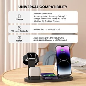 Magnetic Apple Wireless Charging Station 4 in 1 Charger Dock Compatible with iPhone 14/14 Plus/13/12/11/Pro/Pro Max/SE/X/XR/Xs Max, Apple Watch Ultra/8/7/6/SE/5/4/3/2 and Airpods1/2/3 AirPods Pro 1/2