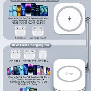 2-in-1 Foldable Magnetic Wireless Charger Stand with MagSafe Charging Station for iPhone 14 13 12 11/Pro/Pro Max/Plus/Mini/XS/XR/X/8, Samsung Phones, AirPods 3/Pro/2