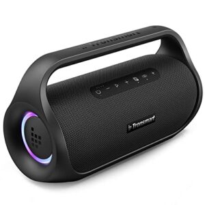 tronsmart bang mini portable bluetooth speaker with 50w wireless stereo sound, ipx6 waterproof loud speaker for home/outdoor/party, bluetooth 5.3, beat-driven light show, support nfc, micro sd, aux