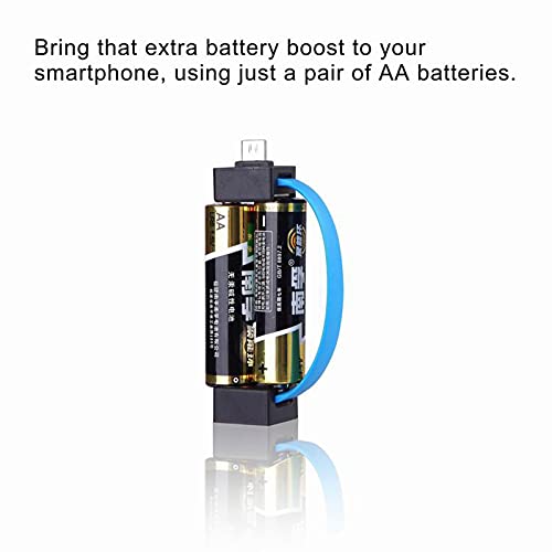 CACACOL Portable Magnetic AA/AAA Battery Phone Emergency Charger with MicroUSB-Lightning Adapter and MicroUSB-TypeC Adapter Suit for Cell Phone Smart Devices