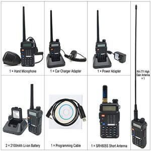 Ham Radio Handheld (UV-5R 8W) Dual Band 2-Way Radio with 2 Rechargeable 2100mAh Battery Handheld Walkie Talkies Complete Set with Earpiece and Programming Cable (3rd Gen)