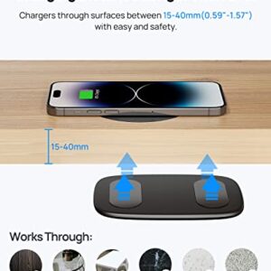 KPON Invisible Wireless Charger - 40MM(1.57") Under Desk Wireless Phone Charger - Hidden Charging Station for iPhone 14/13/12/Wireless Phones(Adapter Included)