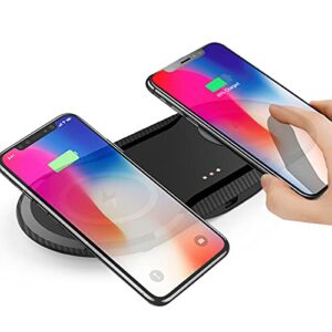 30w fast wireless charger, vchiming 2 in 1 wireless charging pad, dual 15w wireless charging station for galaxy iphone airpods type c cable included, black