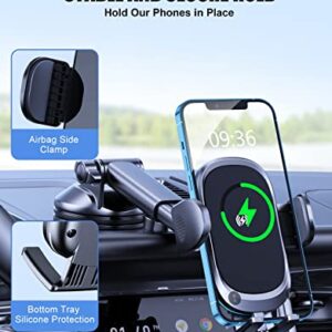 OBRFFE Wireless Car Charger Mount, [Upgraded Rotatable Suction Cup] 15W Fast Charging Car Phone Holder Wireless Charger Compatible with iPhone 14 13 Pro Max/12 Mini/11/X/XS, Samsung S23/22 and More