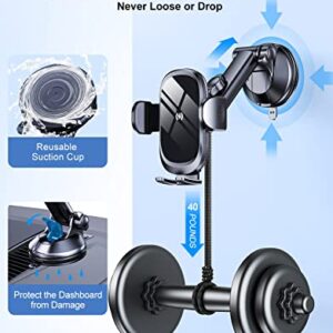 OBRFFE Wireless Car Charger Mount, [Upgraded Rotatable Suction Cup] 15W Fast Charging Car Phone Holder Wireless Charger Compatible with iPhone 14 13 Pro Max/12 Mini/11/X/XS, Samsung S23/22 and More