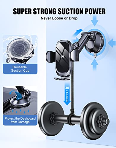 OBRFFE Wireless Car Charger Mount, [Upgraded Rotatable Suction Cup] 15W Fast Charging Car Phone Holder Wireless Charger Compatible with iPhone 14 13 Pro Max/12 Mini/11/X/XS, Samsung S23/22 and More