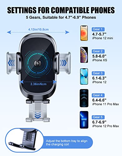 OBRFFE Wireless Car Charger Mount, [Upgraded Rotatable Suction Cup] 15W Fast Charging Car Phone Holder Wireless Charger Compatible with iPhone 14 13 Pro Max/12 Mini/11/X/XS, Samsung S23/22 and More