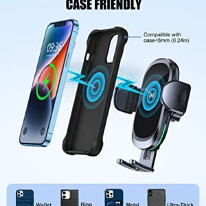 OBRFFE Wireless Car Charger Mount, [Upgraded Rotatable Suction Cup] 15W Fast Charging Car Phone Holder Wireless Charger Compatible with iPhone 14 13 Pro Max/12 Mini/11/X/XS, Samsung S23/22 and More