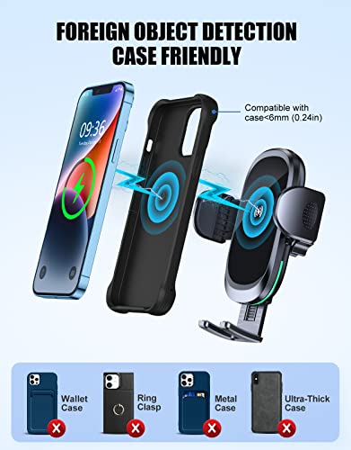 OBRFFE Wireless Car Charger Mount, [Upgraded Rotatable Suction Cup] 15W Fast Charging Car Phone Holder Wireless Charger Compatible with iPhone 14 13 Pro Max/12 Mini/11/X/XS, Samsung S23/22 and More