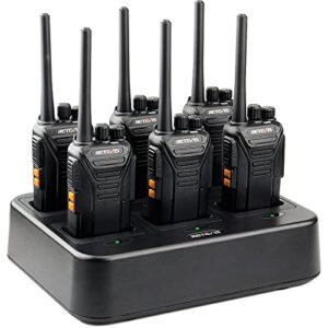 retevis rt27 walkie talkies for adults, heavy duty two way radios long range, vox hands free, local alarm, rugged 2 way radio (6 pack) with six-way charger base, for school construction farm