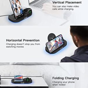 Wireless Charging Station, TELSOR 3 in 1 Foldable Wireless Charger, 18W Fast Wireless Charging Station for iPhone14/13/12/11/Pro/Max/XS, iWatch S8/7/6/5/4/3/2/SE, AirPods 3/2/Pro/Pro 2nd, Black