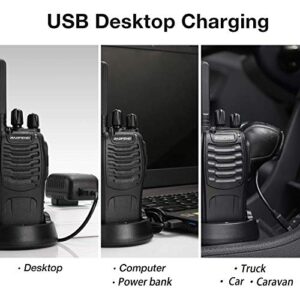 BAOFENG BF-88ST Walkie Talkies for Adults, Portable License-Free Walkie Talkie with Hands Free VOX USB Charging, Two Way Radios Long Range Rechargeable with Earpieces and Chargers (Black, 4 Pack)