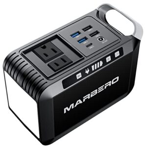 marbero portable power bank with ac outlet, peak 120w/110v portable laptop battery bank, 24000mah charger power supply with ac outlet, power station for outdoor tent camping home office emergency