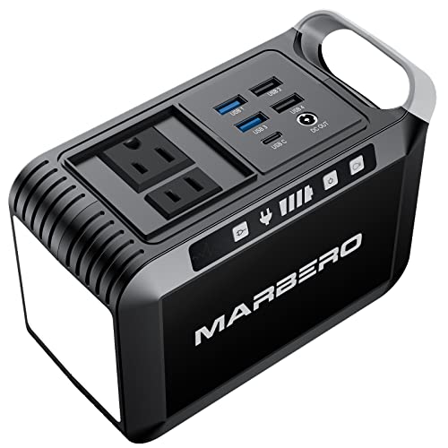 MARBERO Portable Power Bank with AC Outlet, Peak 120W/110V Portable Laptop Battery Bank, 24000mAh Charger Power Supply with AC Outlet, Power Station for Outdoor Tent Camping Home Office Emergency