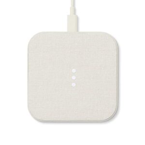 courant catch:1 essentials – belgian linen wireless charging pad – qi-certified – compatible with iphone 14, 13, 12, 11, x, se, samsung galaxy s23, s22, s21, s20, note, airpods, airpods pro (natural)