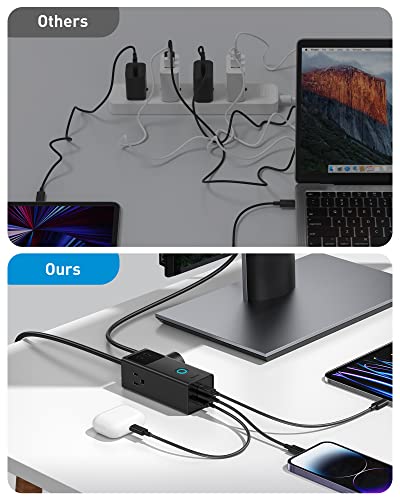 USB C Charger, Baseus PowerCombo Pro 40W, Surge Protector Power Strip, 6-in-1 USB C Charging Station with 3 Outlets, 2 USB-C Ports, USB Port, for Nightstand, Travel, TV Cabinet, and End Table