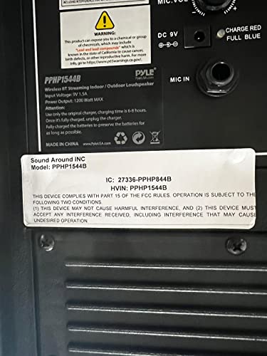 Pyle Wireless Portable PA Speaker System -1200W High Powered Bluetooth Compatible Indoor&Outdoor DJ Sound Stereo Loudspeaker wITH USB MP3 AUX 3.5mm Input, Flashing Party Light & FM Radio -PPHP1544B