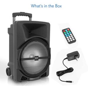 Pyle Wireless Portable PA Speaker System -1200W High Powered Bluetooth Compatible Indoor&Outdoor DJ Sound Stereo Loudspeaker wITH USB MP3 AUX 3.5mm Input, Flashing Party Light & FM Radio -PPHP1544B