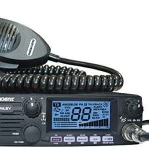 President Electronics MC Kinley USA Hm AM/SSB Tranceiver CB Radio, 40 Channels, 7 Weather Channels, Channel Rotary Switch, Volume Adjustment and ON/Off, Multi-Functions LCD Display, 12/24V