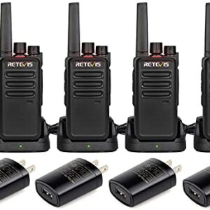 Retevis RT68 Walkie Talkies for Adults, 2 Way Radios Long Range, Hands Free, 1200mAh Battery, Portable Walkie Talkie Rechargeable with USB Charging Base, for Hunting Road Trip Hiking Family (4 Pack)