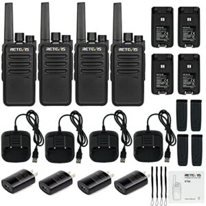 Retevis RT68 Walkie Talkies for Adults, 2 Way Radios Long Range, Hands Free, 1200mAh Battery, Portable Walkie Talkie Rechargeable with USB Charging Base, for Hunting Road Trip Hiking Family (4 Pack)